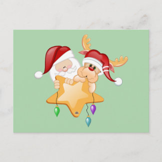 Santa and Rudy Star Holiday Postcard