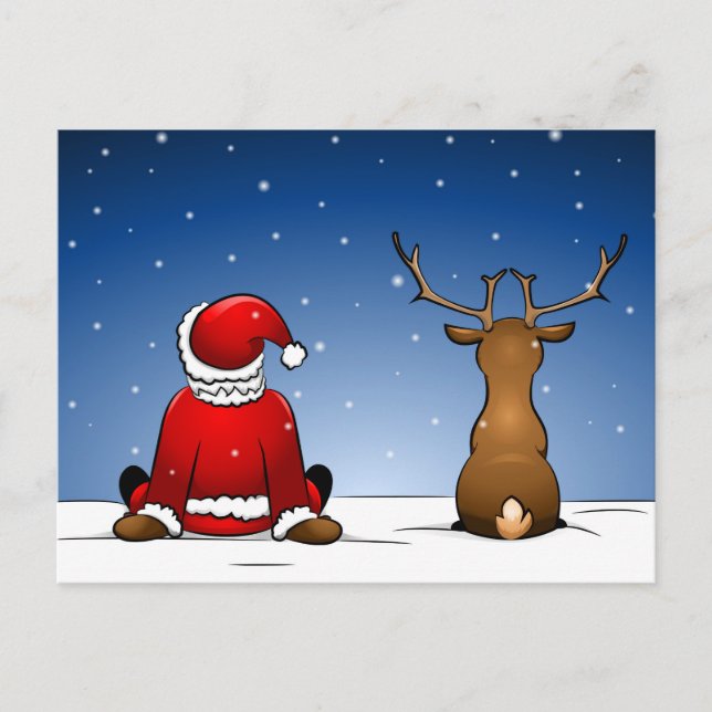 Santa and Ruloph Holiday Postcard (Front)