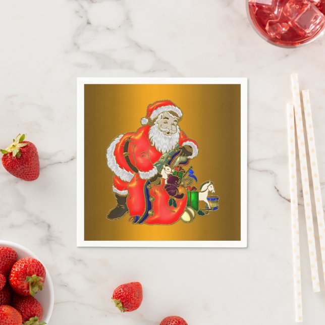 Santa and Sack Full of Toys Christmas Napkin (Insitu)
