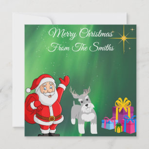 SANTA AND SCHNAUZER CUSTOM CHRISTMAS CARD