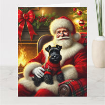 Santa and Scottish Terrier in Festive Sweater