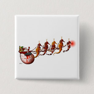 Santa and Seahorse Sleigh Button