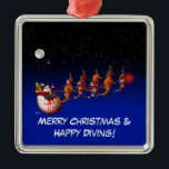 Santa and Seahorse Sleigh Ornament<br><div class="desc">Not just for Christmas, our Scuba Diving and inspirational ornaments make great gifts for all your scuba diving family and friends. Put your own special greeting on the back, or change a greeting on the front. Just click he customise button when ordering.</div>