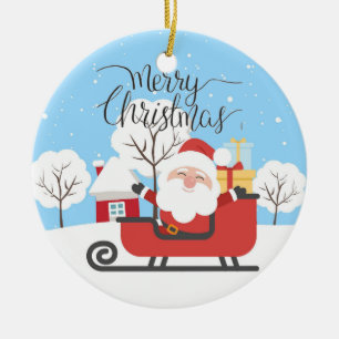 Santa and Sleigh Ceramic Tree Decoration