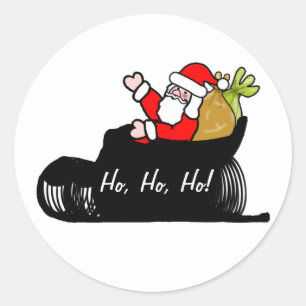 Santa And Sleigh Christmas Classic Round Sticker