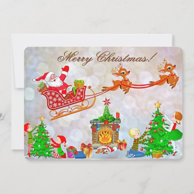 Santa and Sleigh Holiday Card (Front)