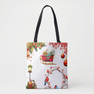 Santa and sleigh Red Tote Bag