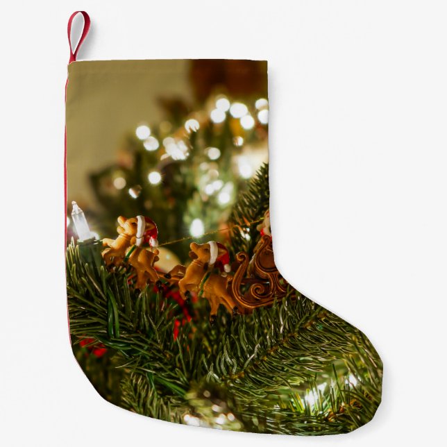 Santa and Sleigh Small Christmas Stocking (Front)