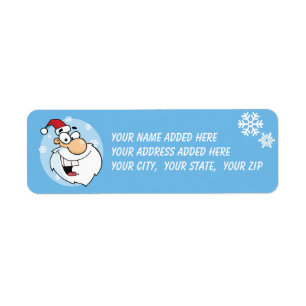Santa and Snowflakes Blue Return Address Labels