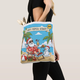 Santa and Snowman at the Beach Tote Bag