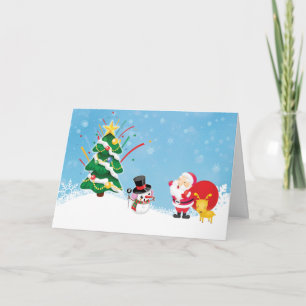 Santa and Snowman Comic Christmas Holiday Card