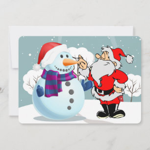Santa and Snowman Holiday Card