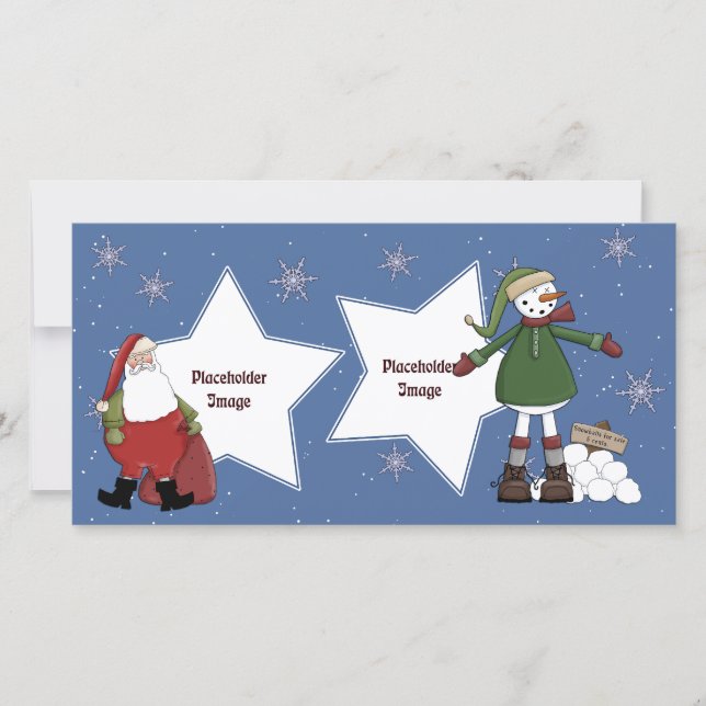 Santa and Snowman Holiday Card (Front)