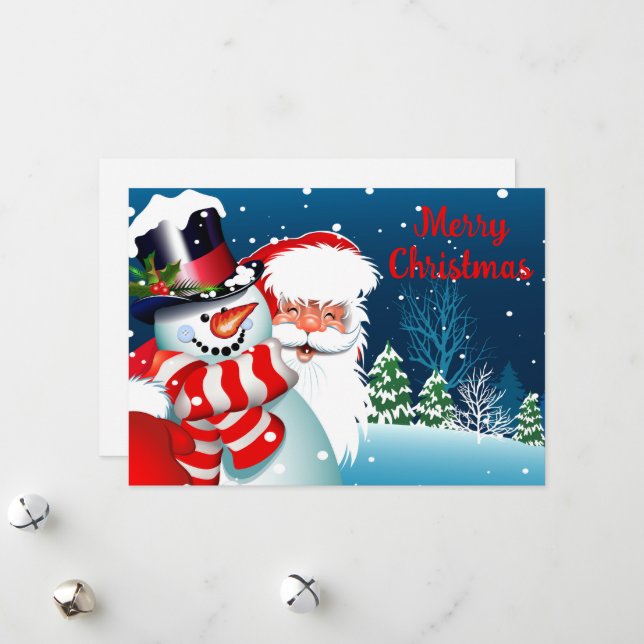 Santa and Snowman Holiday Card (Front/Back In Situ)