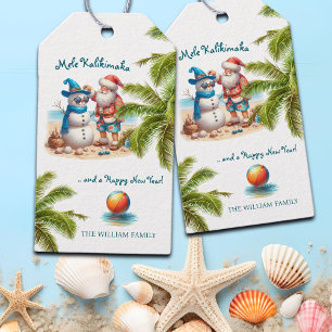 Santa and Snowman Mele Kalikimaka Christmas Gift Tags