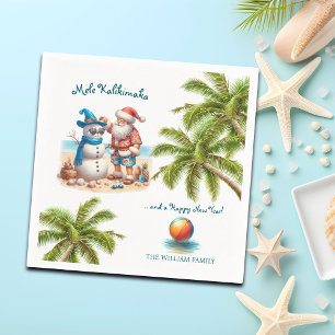 Santa and Snowman Mele Kalikimaka Christmas Napkin