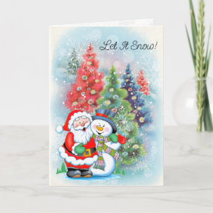 Santa and Snowman Personalise Christmas Card