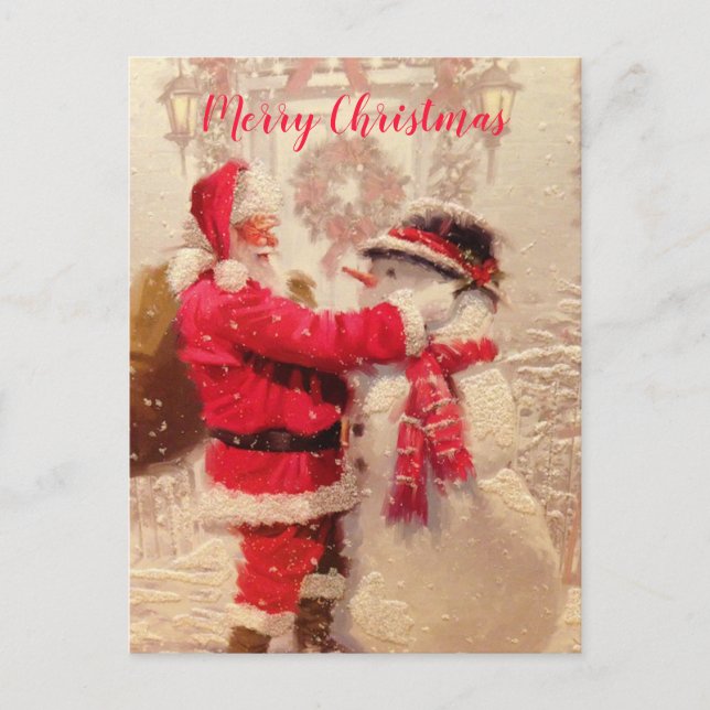 Santa and Snowman Postcard (Front)