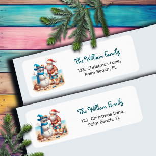 Santa and Snowman Tropical Island Return Address