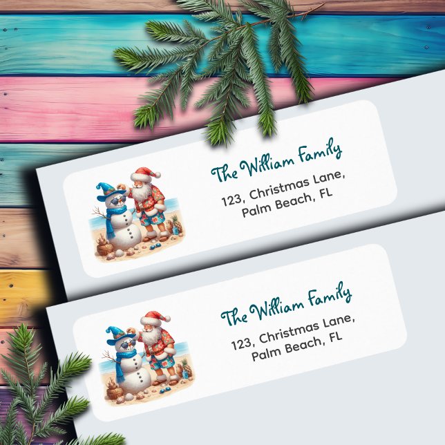 Santa and Snowman Tropical Island Return Address (Creator Uploaded)