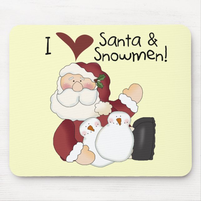 Santa and Snowmen T-shirts and Gifts Mouse Mat (Front)