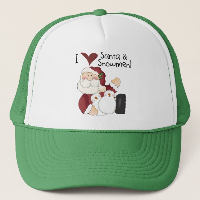 Santa and Snowmen T-shirts and Gifts Trucker Hat (Front)