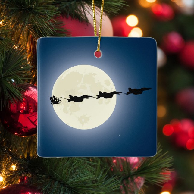 Santa and Super Hornets F/A-18 Jets Christmas Ceramic Ornament (Creator Uploaded)