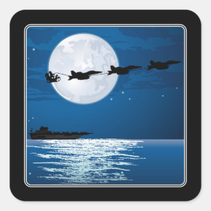 Santa and Super Hornets F/A-18 Jets Christmas Square Sticker