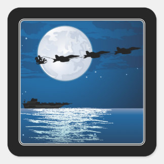 Santa and Super Hornets F/A-18 Jets Christmas Square Sticker