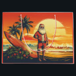 Santa and Surfboard Retro Surfing Beach Christmas Large Gift Bag<br><div class="desc">Introducing our Santa and Surfboard Retro Surfing Beach Christmas Gift Bag! Get into the holiday spirit with a dash of vintage Christmas magic and coastal beach vibes.</div>