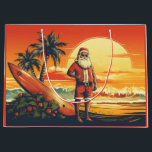 Santa and Surfboard Retro Surfing Beach Christmas Large Gift Bag<br><div class="desc">Introducing our Santa and Surfboard Retro Surfing Beach Christmas Gift Bag! Get into the holiday spirit with a dash of vintage Christmas magic and coastal beach vibes.</div>