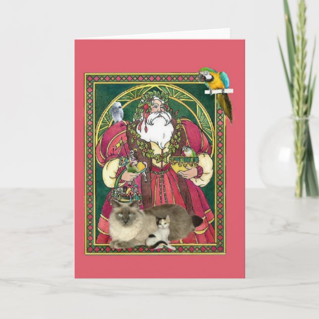 Santa And The Animals Holiday Card (Front)
