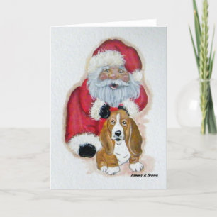 Santa and the Basset Hound Christmas Card