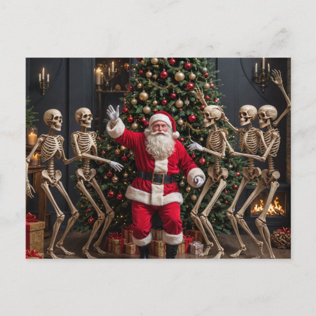 Santa and the Dancing Skeletons Postcard (Front)