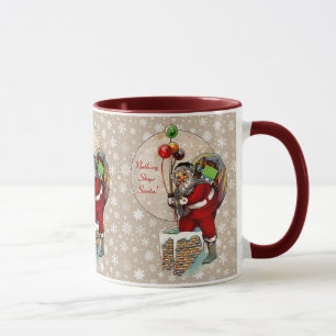 Santa and the Narrow Chimney Ceramic Mug