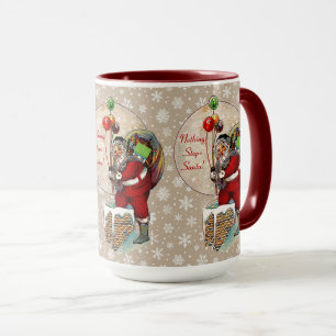 Santa and the Narrow Chimney Ceramic Mug