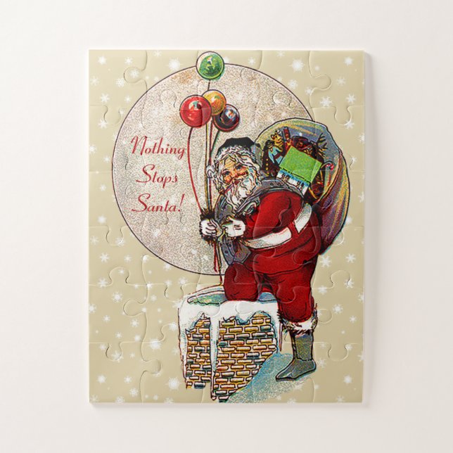 Santa and the Narrow Chimney Kids Jigsaw Puzzle (Vertical)