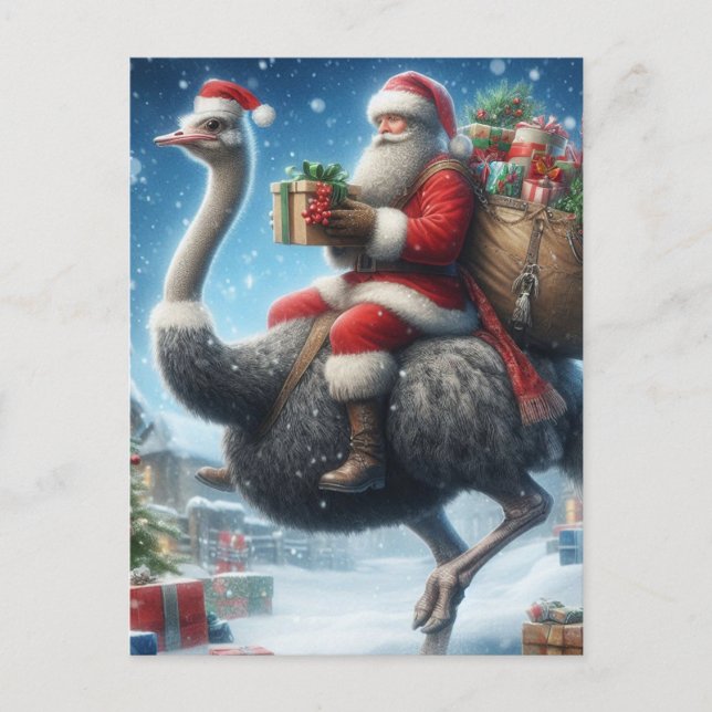 Santa and the Ostrich Postcard (Front)