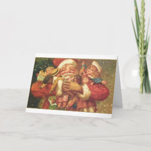 Santa and Toys Vintage Card
