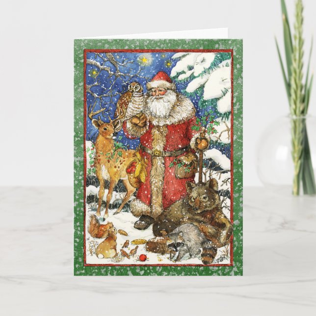 SANTA & ANIMAL FRIENDS HOLIDAY CARD (Front)