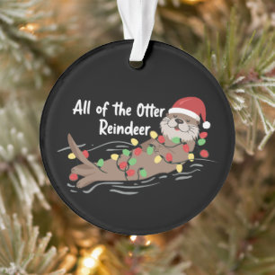Santa Animal Xmas All Of The Otter Reindeer Animal Ornament
