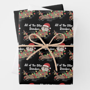 Santa Animal Xmas All Of The Otter Reindeer Animal Wrapping Paper Sheet