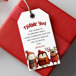 Santa Animals Festive Xmas Kids Birthday Thank You Gift Tags