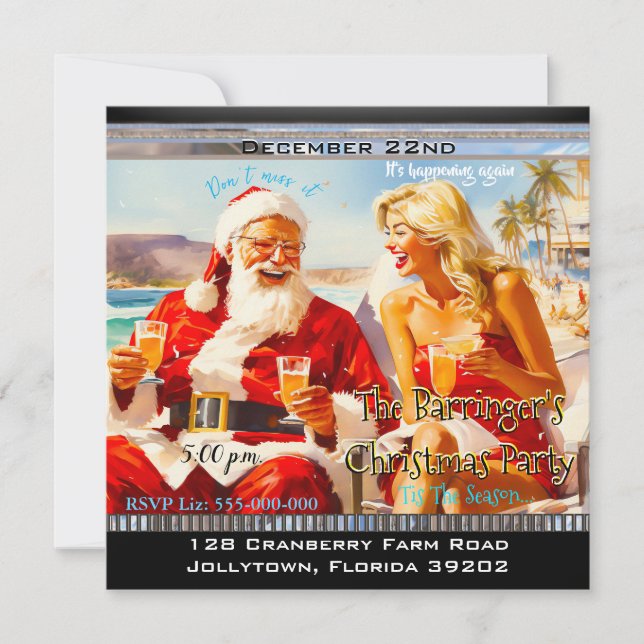 Santa Annual Beach Christmas Party Invitation (Front)