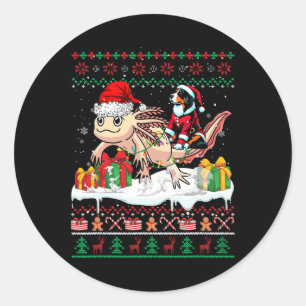 Santa Appenzeller Sennenhund Riding Axolotl Xmas S Classic Round Sticker