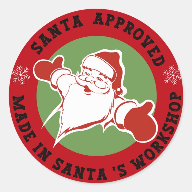 Santa Approved Christmas Gift Red Classic Round Sticker (Front)