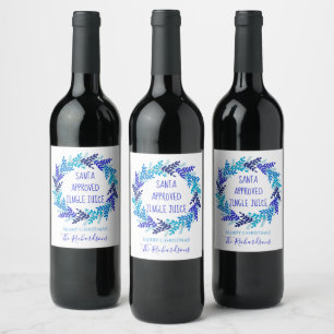 Santa Approved Jingle Juice Blue Christmas Wine Label