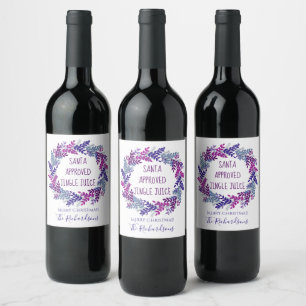 Santa Approved Jingle Juice Purple Christmas Wine Label