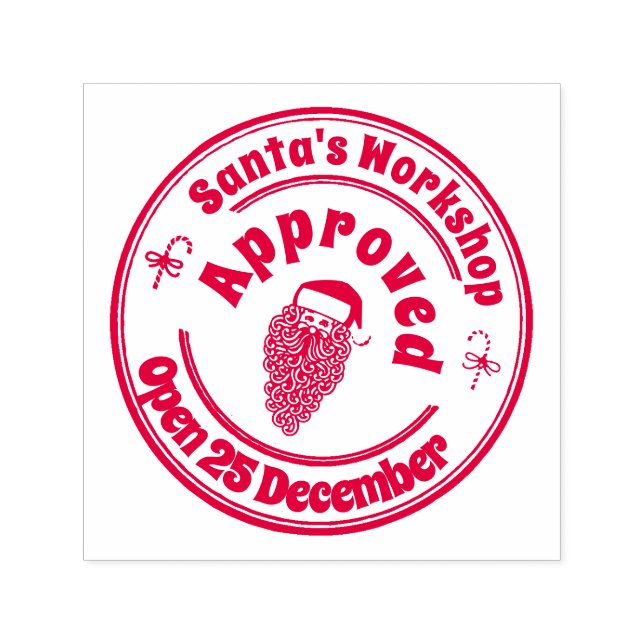 Santa approved open 25 December cute candy canes Self-inking Stamp (Design)