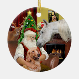 Santa - Arabian Horse and Golden Ceramic Tree Decoration